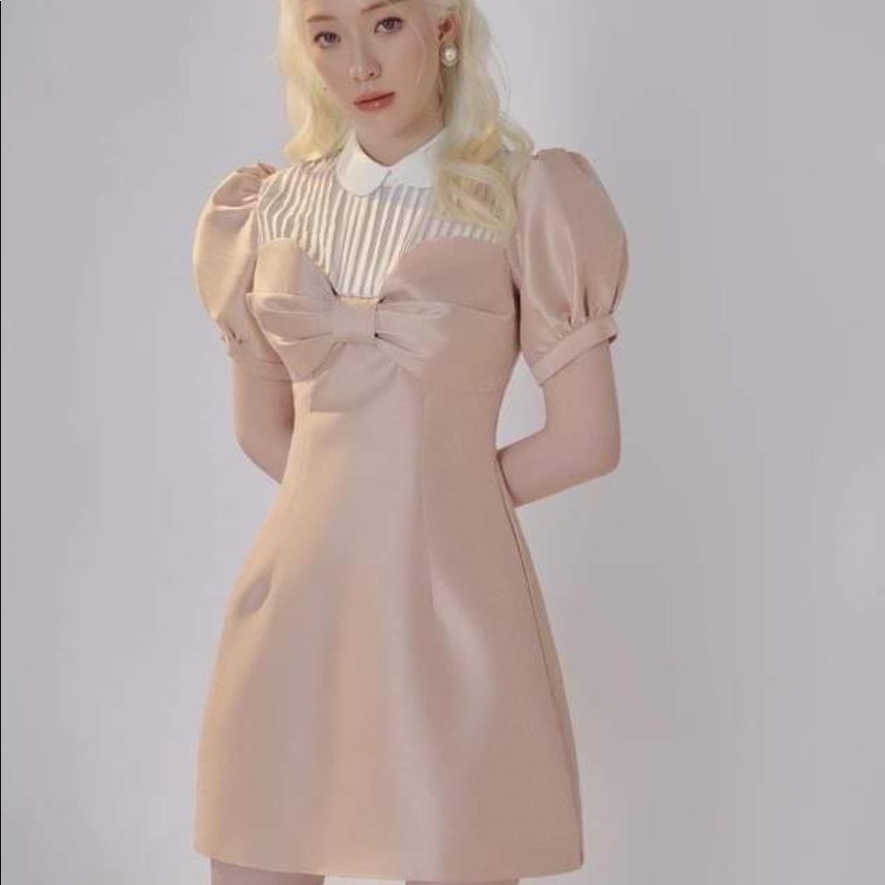 Pink taffeta mini dress